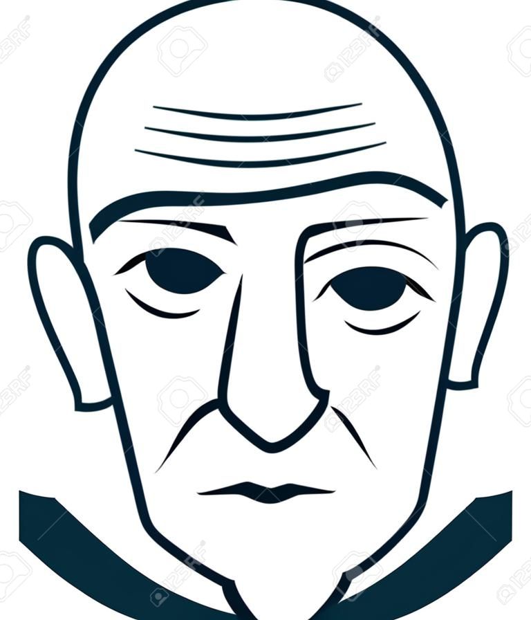 Face with wrinkles. Old wrinkled male or female simple vector illustration isolated