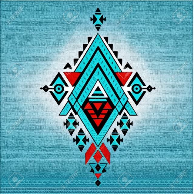 Vector Aztec stile, tribal elements design mix geometric textile with light blue color background