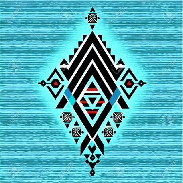 Vector Aztec stile, tribal elements design mix geometric textile with light blue color background