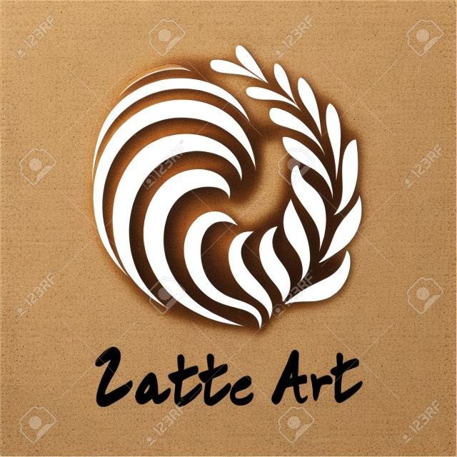 El columpio Rosetta Café Latte arte, icono, símbolo con el fondo blanco