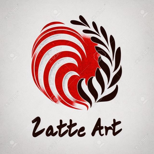 Schwingen Rosetta Kaffee Latte Kunst, Symbol, Symbol mit weißem Hintergrund