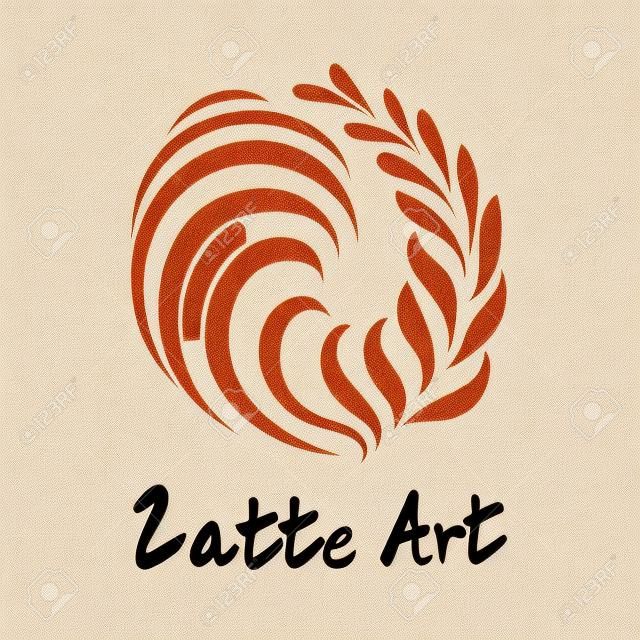 スイング ロゼッタ コーヒー カフェラテ アート、アイコン、背景が白の記号