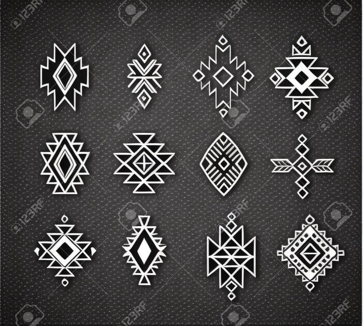 Aztec / Tribal shapes, symbols collection vector set