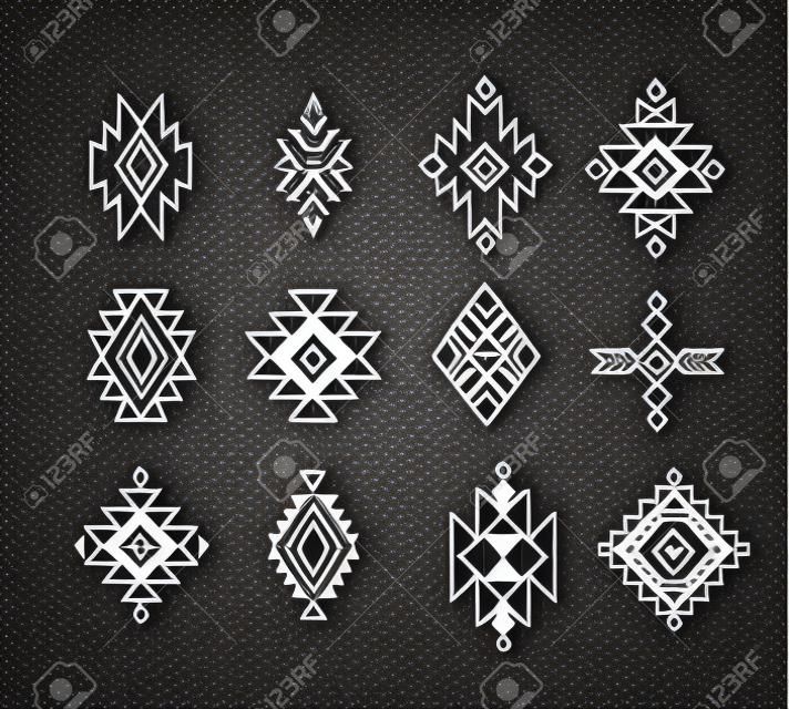 Aztec / Tribal shapes, symbols collection vector set