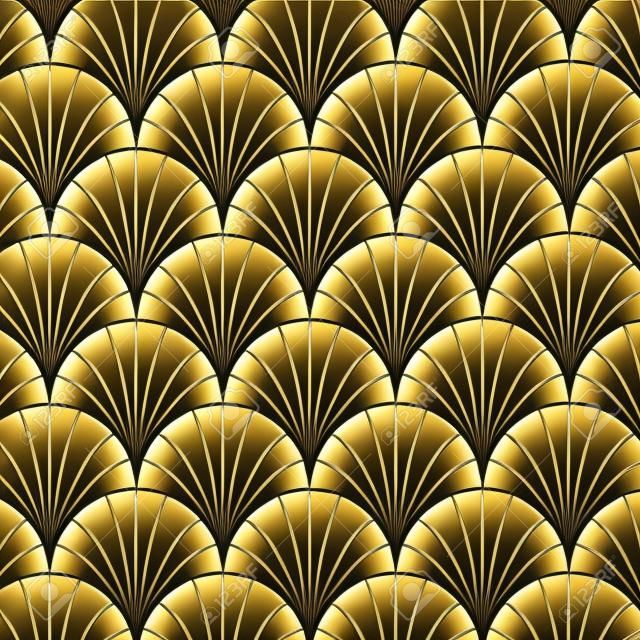 Art Deco gold palm, palmette pattern - Great Gatsby, 1920s theme vector