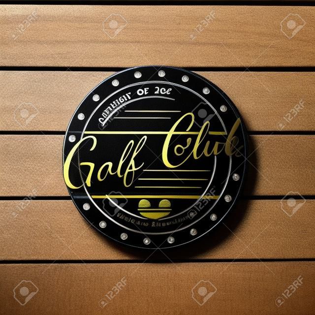 Golf club badges labels for any use. On wooden texture