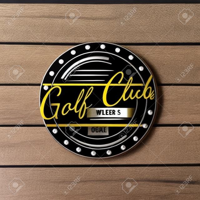 Golf club badges labels for any use. On wooden texture