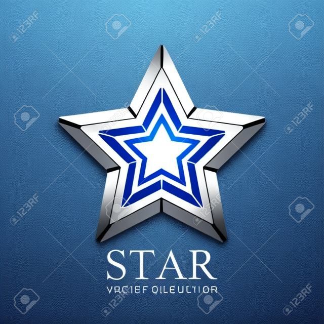 Star logo. Silver star logo. Star icon. Vector illustration