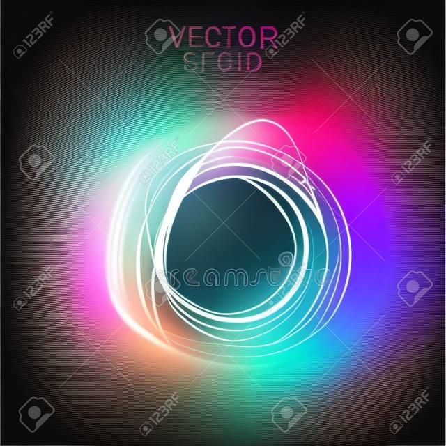 Magic round frame. Glow light effect. Swirl trail effect on transparent background. Vector illustration