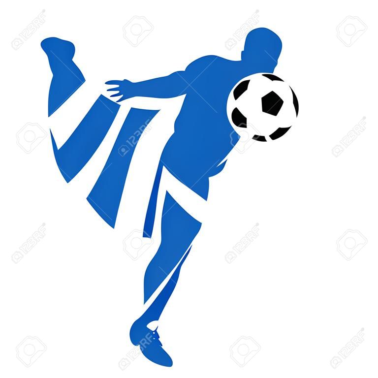 Abstract blue soccer player. Vector silhouette