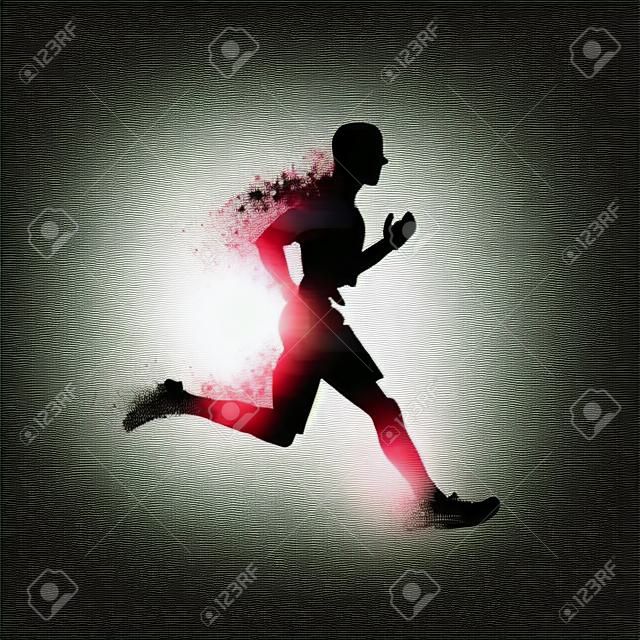 Runner, abstract isolated vector silhouette. Grunge style. Run, side view