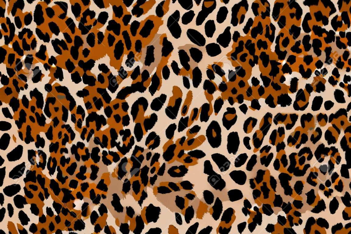 Padrão de pele animal de chita de leopardo sem costura completa. Projeto marrom ornamental para impressão de tecido têxtil das mulheres. Adequado para uso de moda moderna.