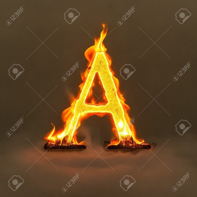 fire alphabets in flame, letter A