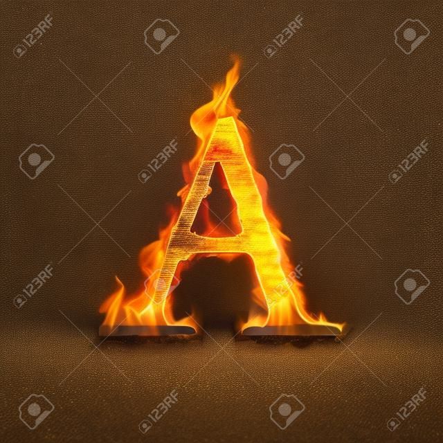 fire alphabets in flame, letter A