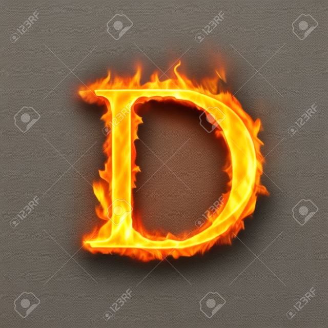 fire alphabets in flame, letter D