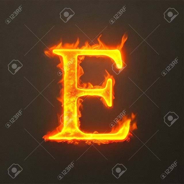 feu alphabets en flammes, lettre e
