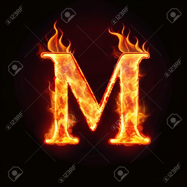 alfabetos de fuego en llamas, letra m