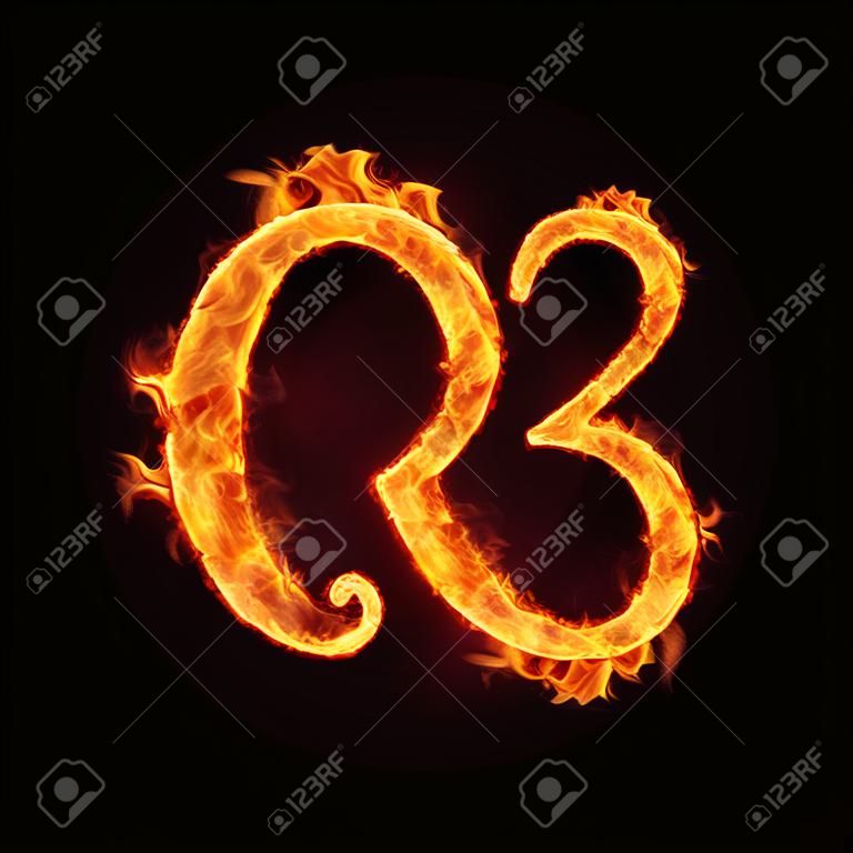 una serie de números de fuego en llamas, tres o 3.