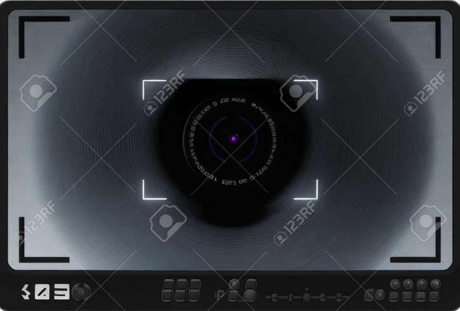 camera viewfinder with exposure and camera settings.