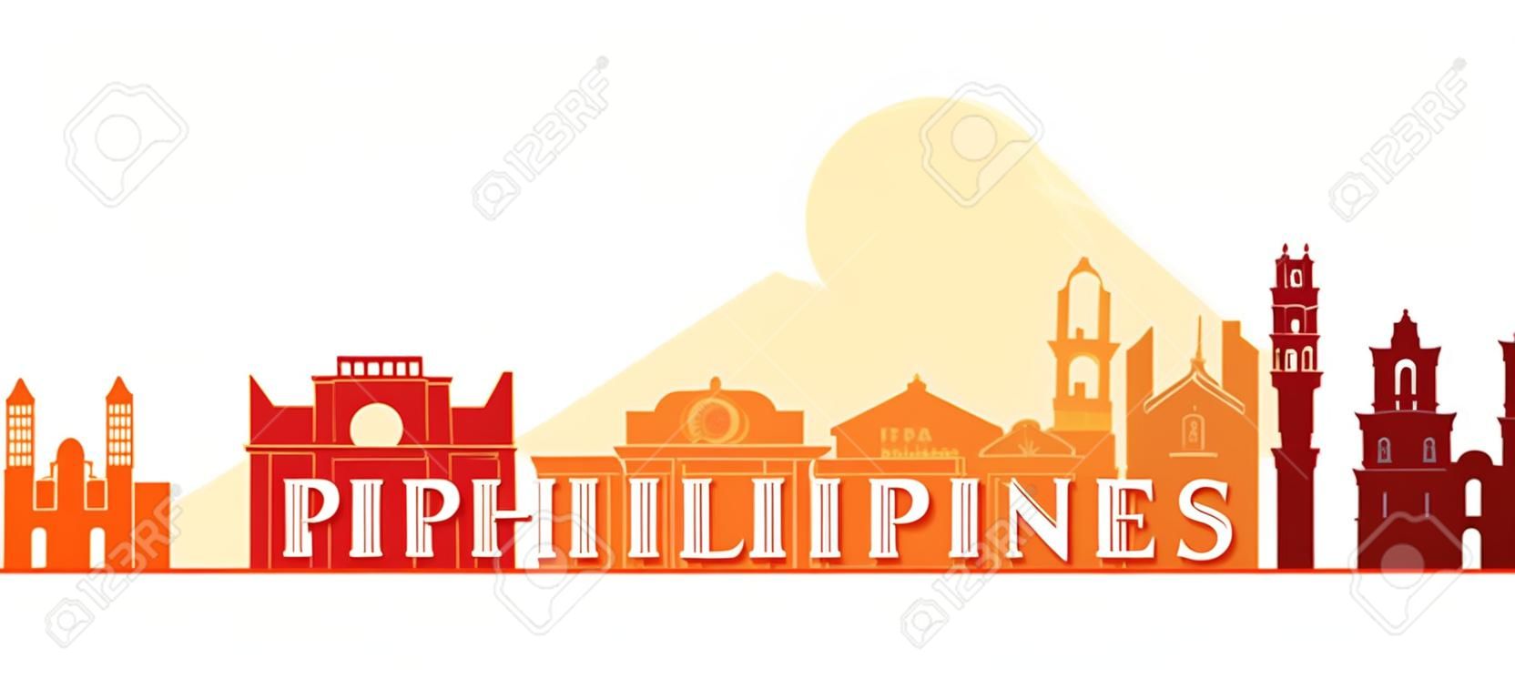 필리핀 건축물 랜드 마크 스카이 라인, 모양, 도시, 여행 및 관광 명소