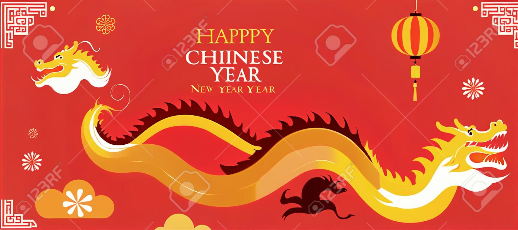 Chinese New Year Dragon Character Background, Holiday, Greeting and Celebration