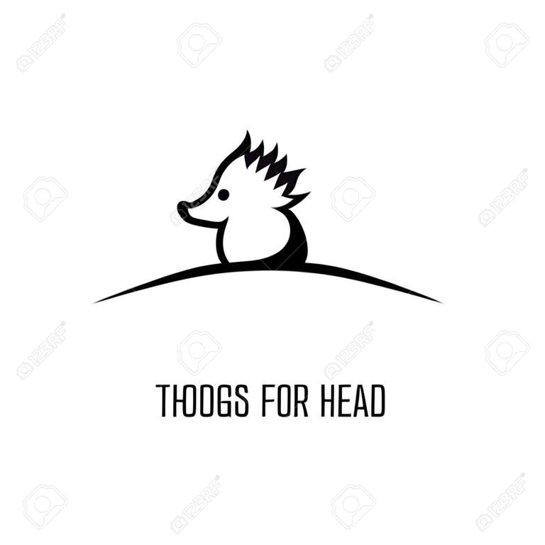 Hedgehog with thorns on the head. Icon for logo.