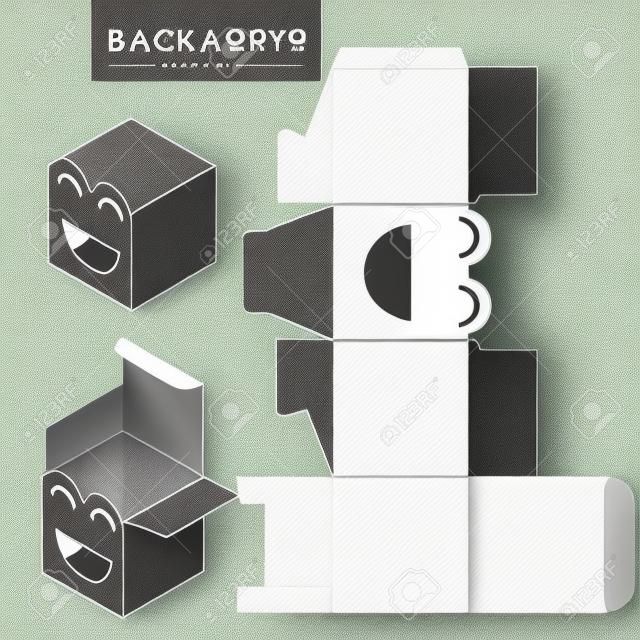 Package for bakery.Vector Illustration of Box.Package Template. Isolated White Retail Mock up.