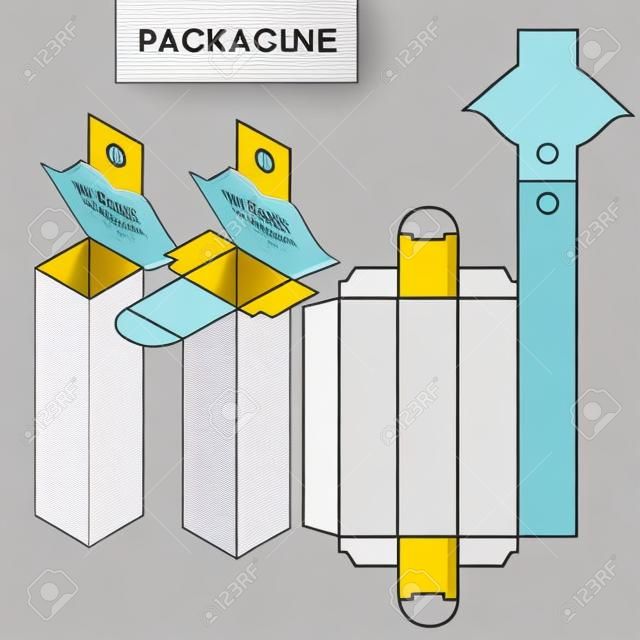 Package for object.Vector Illustration of Box.Package Template. Isolated White Retail Mock up.