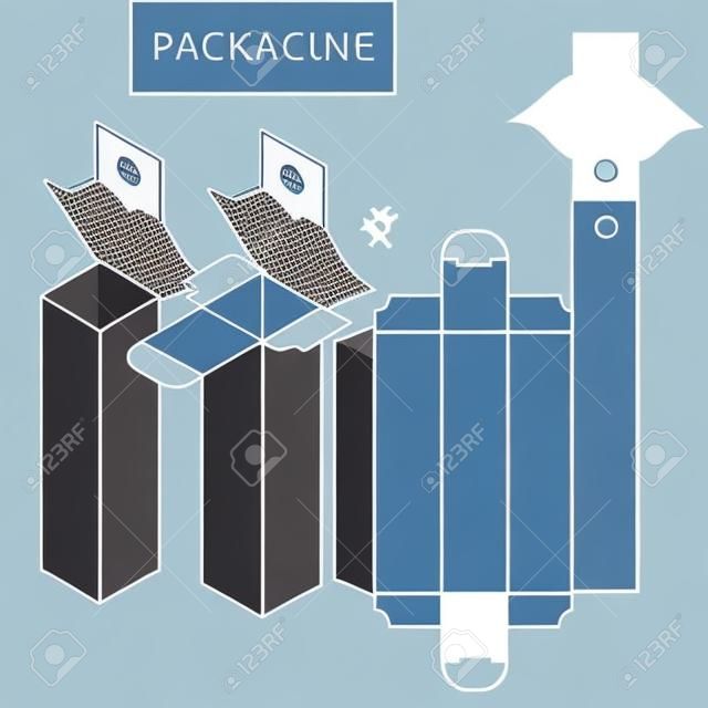 Package for object.Vector Illustration of Box.Package Template. Isolated White Retail Mock up.