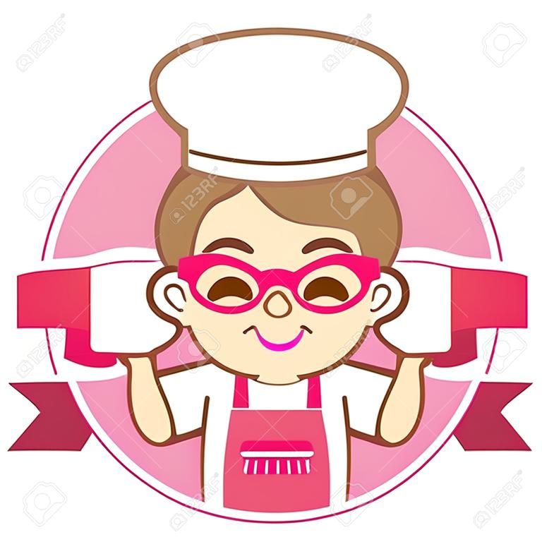 Grandmother is cooking.Cute style.Vector design set. - Vector