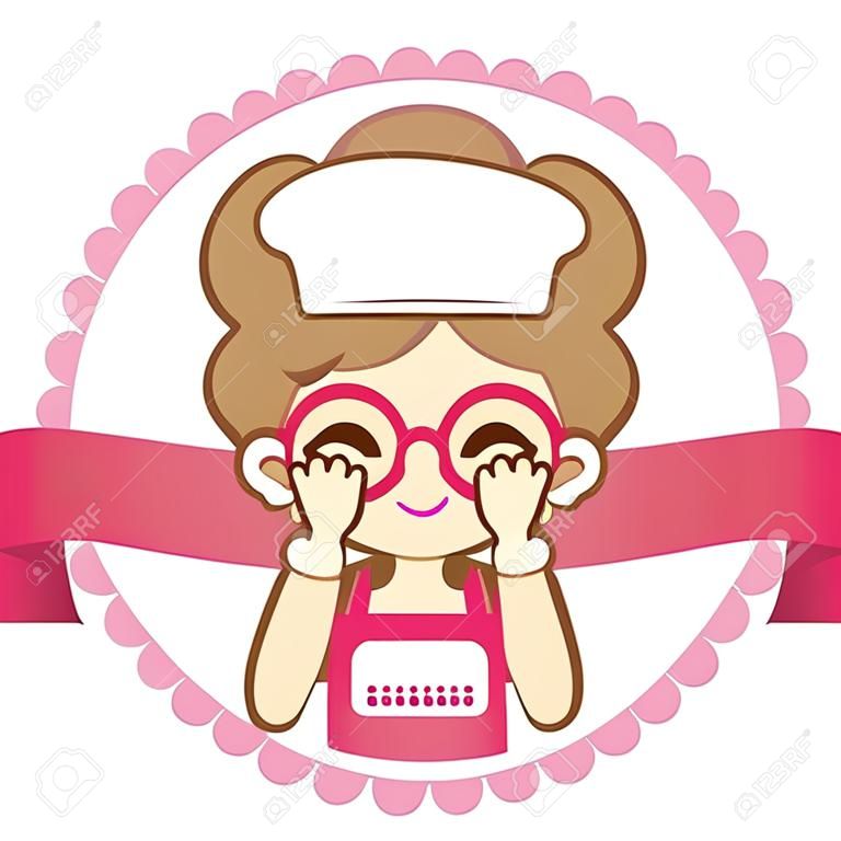 Grandmother is cooking.Cute style.Vector design set. - Vector