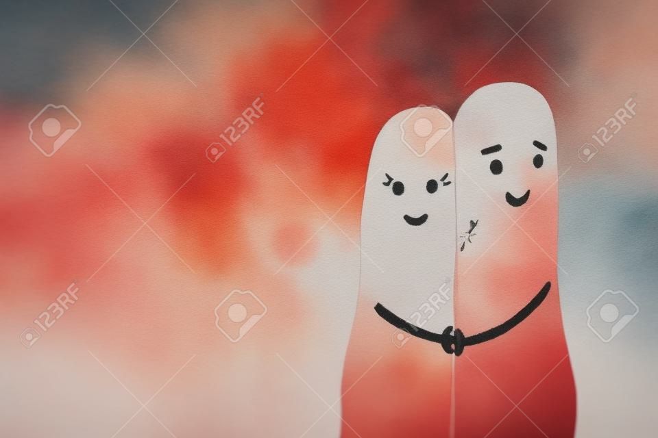 Finger art of a Happy couple. Happy couple holding hands.