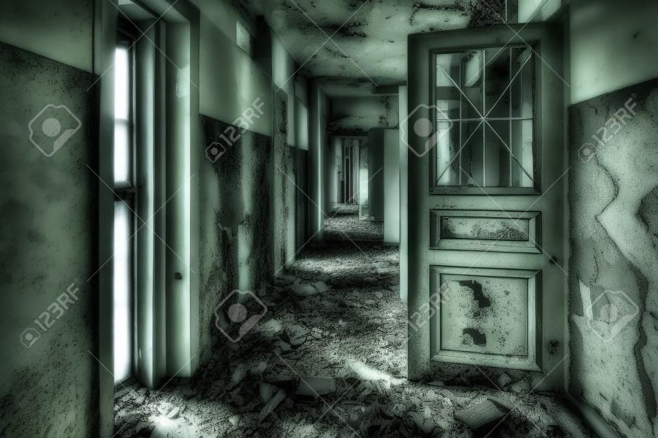 Corridor of old abandoned hospital