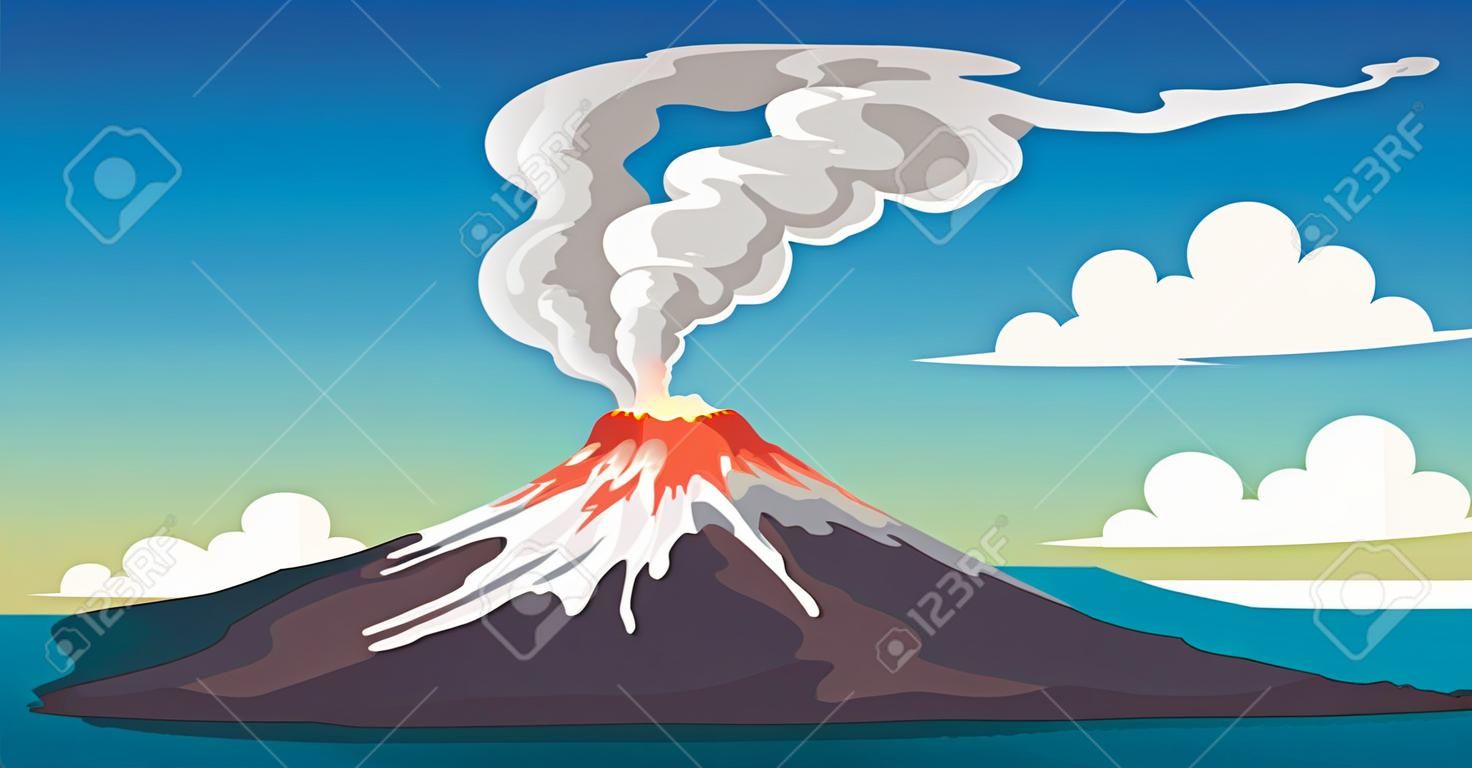 火山爆发的矢量图