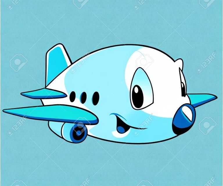 Vector illustration of a cute cartoon airplane. No radial gradient / transparency / gradient mesh.