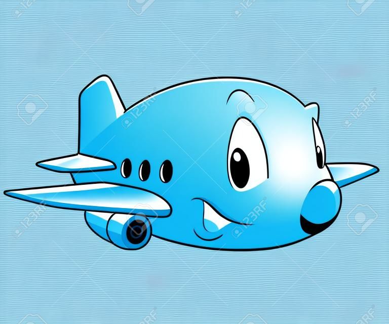 Vector Illustration eines niedlichen Cartoon Flugzeug. Kein radialen Verlauf / transparency / Verlaufsgitter.