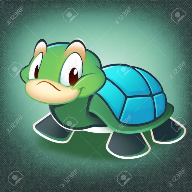 Vektor-Illustration eines lächelnden Comic-Schildkröte cutely
