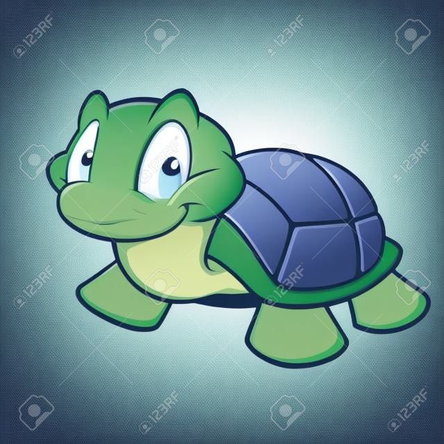 一個可愛微笑的卡通龜的矢量插圖