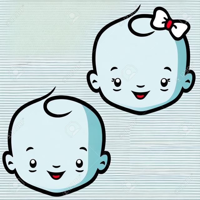 漫画のデザイン要素のアイコン ベクトル赤ちゃん顔