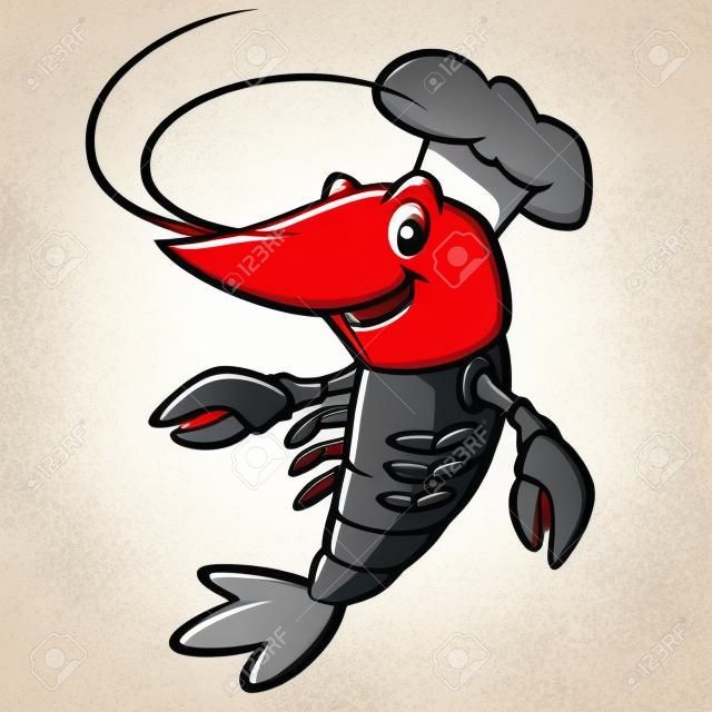 Vector illustration of a lobster wearing chef hat