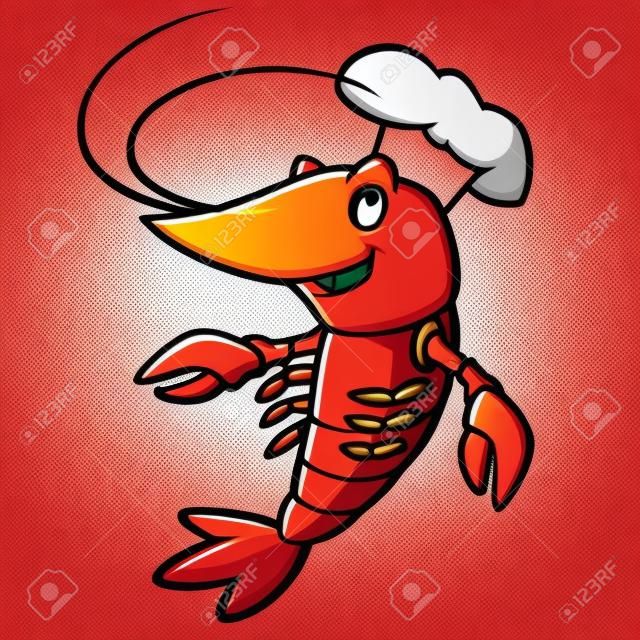 Ilustración de vector de una langosta con gorro de cocinero