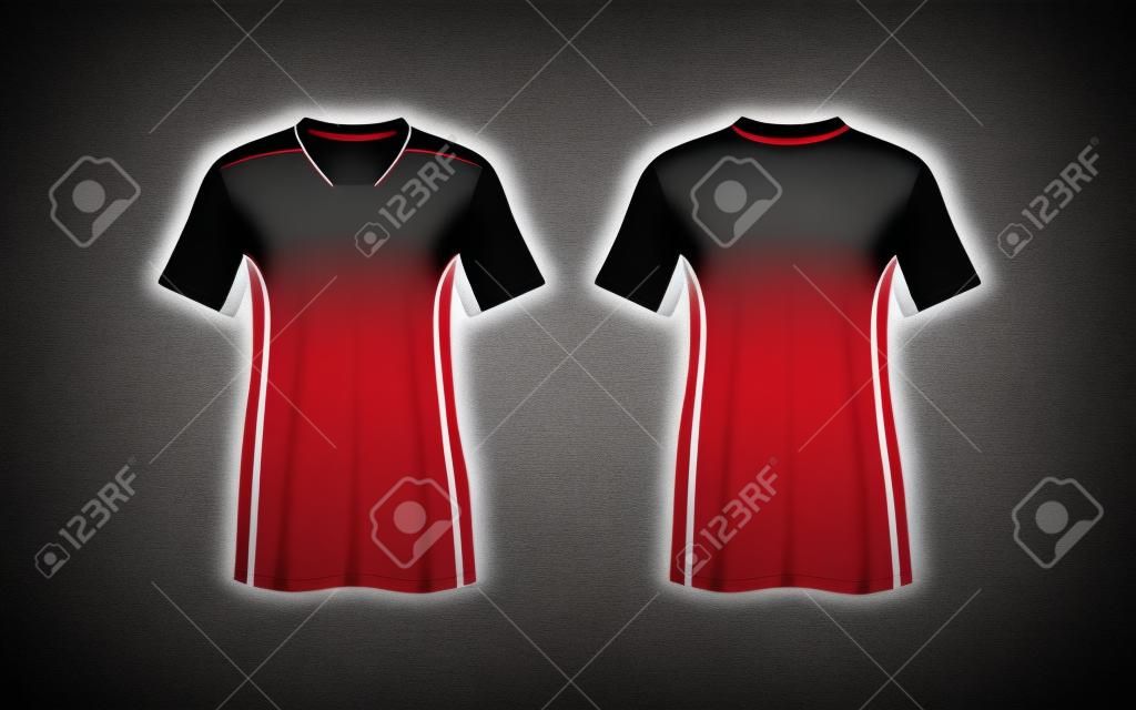 검정, 빨강 및 흰색 레이아웃 e-스포츠 티셔츠 디자인 서식 파일