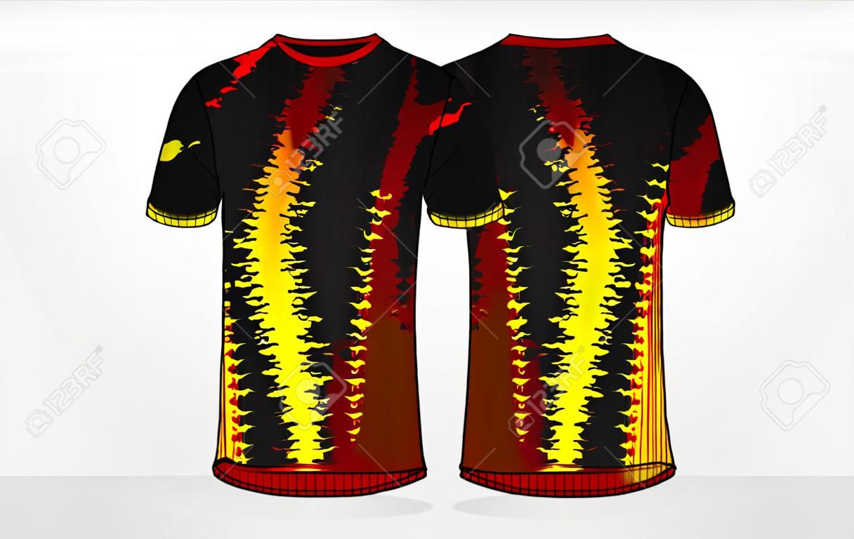 Black, red and yellow pattern layout e-sport t-shirt design template
