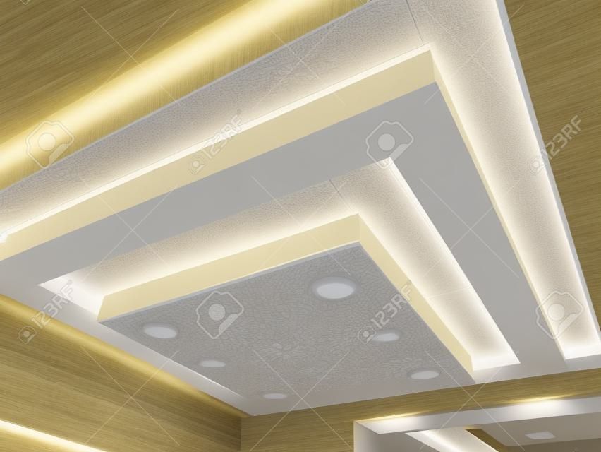 Gypsum suspended false ceiling design view of decorative way for an entrance of an high rise building interiors