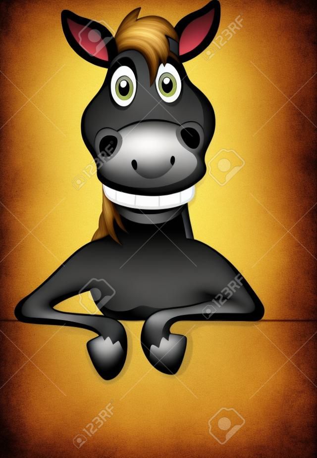 Счастливый лошадь мультфильм с пустой знак
