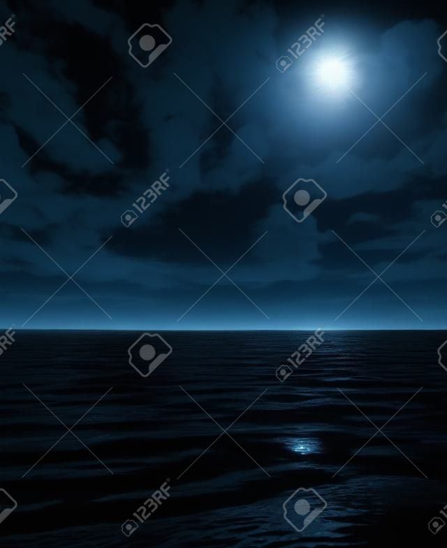 Mondlicht über dunkle Wasser in der Nacht