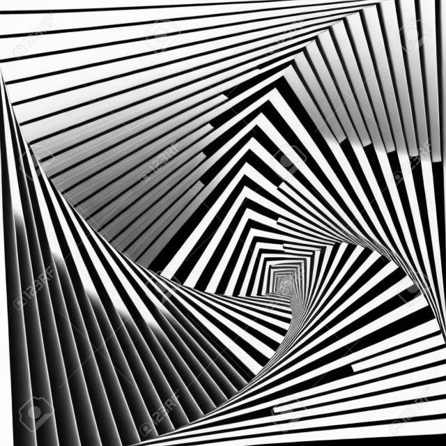 A black and white design optical illusion. Vasarely optical effect.