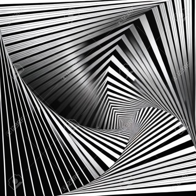 Eine optische Täuschung im Schwarz-Weiß-Design. Vasarely optischer Effekt.