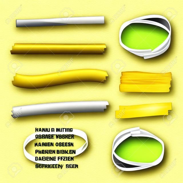 Vector líneas de pincel resaltador amarillo. Subrayado de lápiz de pincel. Destacado dibujado a mano acuarela amarilla