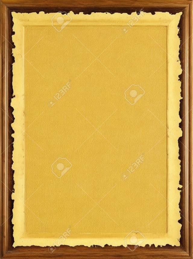 Frame made of an old yellow burned edges parchment